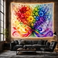 thumbnail image 6 of Rainbow Gradient Floral Bouquet in Cream Watercolor Washes, Whimsical Watercolor for Flower Lovers, Botanical Wall Art Decor, Housewarming Gift, Tapestry Wall Hanging for Living Room and Bedroom, 6 of 7