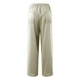thumbnail image 4 of Lixiuxyad Women Flowy Pants Women's Casual Loose Fit High Waist Drawstring Pants With Side Pockets Beige, 4 of 6