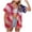 Blue, variant on Women American Flag Shirts Patriotic Camp Shirt 4th of July Tops USA Flag Red White Blue Top Button Up Plus Size (Brick Red, L)