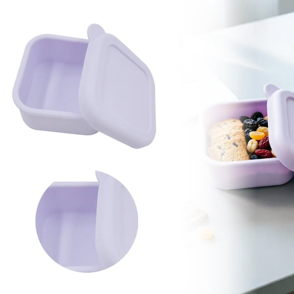 Square Silicone Food Storage Container, Leakproof Lid Bento Lunch Box for Lunch, Gym, and Camping