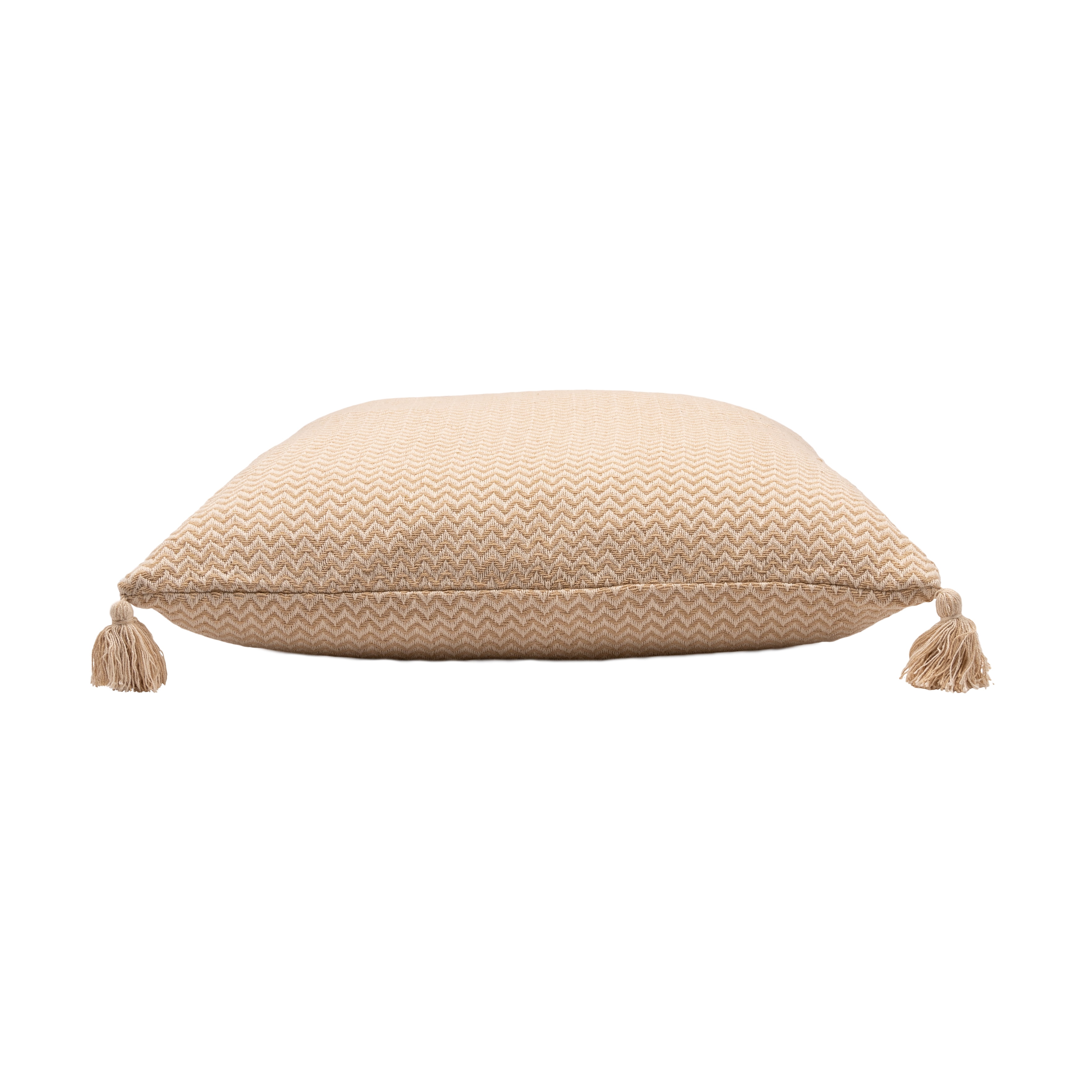 Woven Paths Jane Beige Chevron Stripe Cotton Adult Decorative Throw Pillow