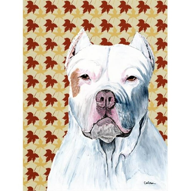 15 x 15 Po Pit-Bull Automne Feuilles Portrait Drapeau&44; Taille du Jardin