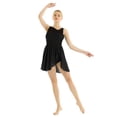 thumbnail image 3 of Zaldita Womens Adult Sleeveless Cut Out Asymmetric Chiffon Stretchy Ballet Dance Gymnastics Leotard Dress A Black S, 3 of 7
