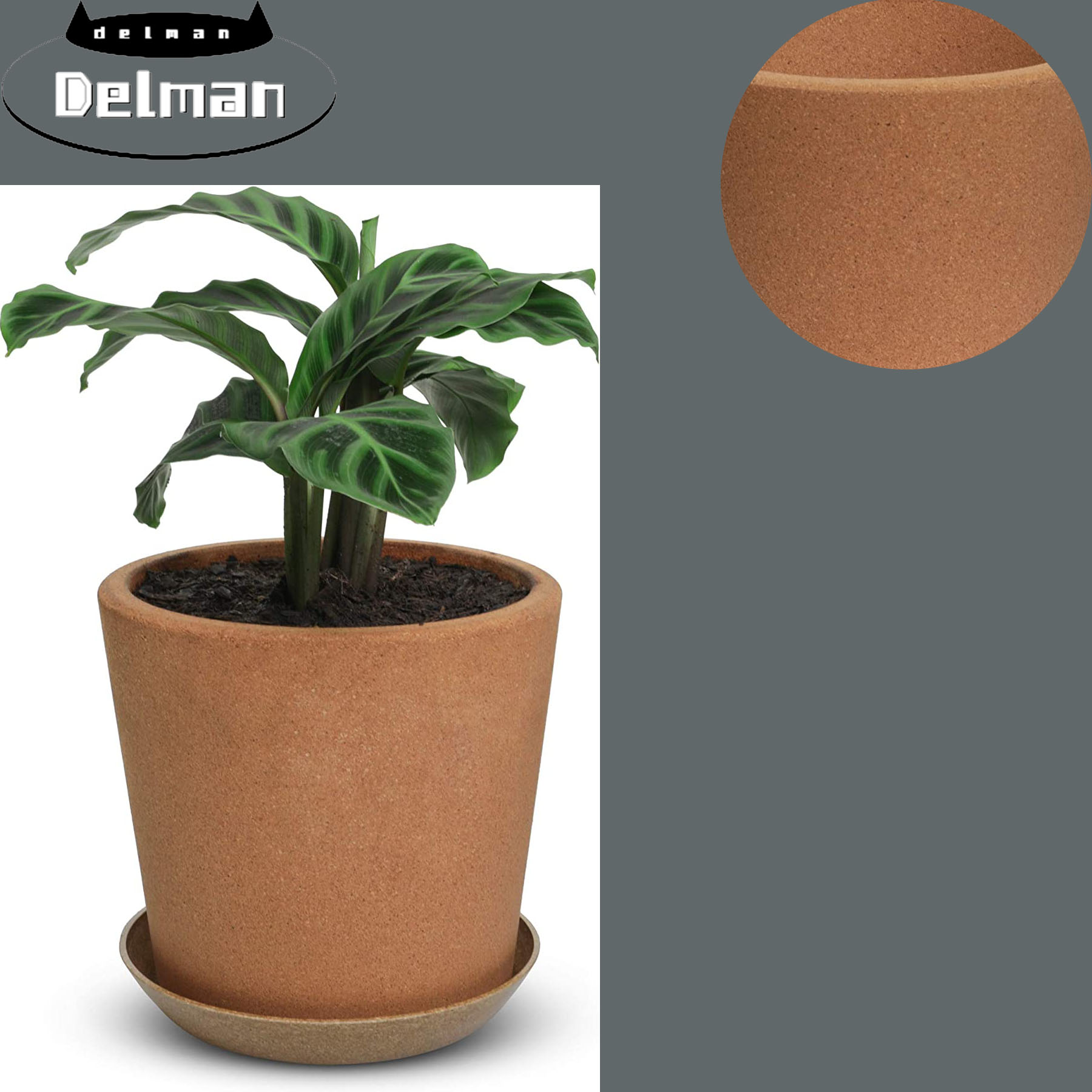 Cork Flower Pot with Drainage Pot for Plants 1x Cork Pot + Rice Hull