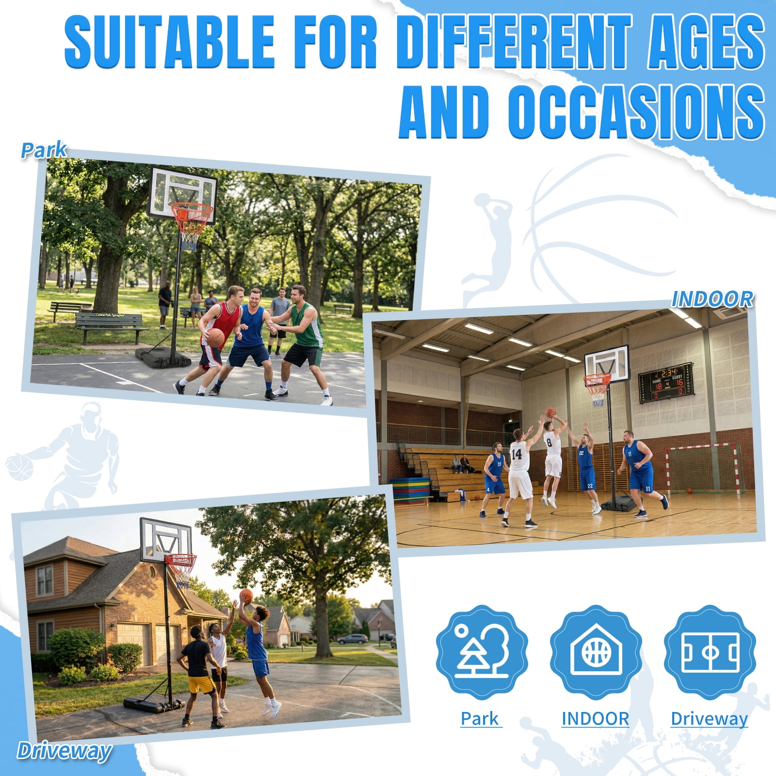 Ktaxon 8ft -10ft Basketball Hoop System, 35in Portable Removeable Basketball Goal Stand with Wheels, Adjustable for Youth Adults Indoor Outdoor