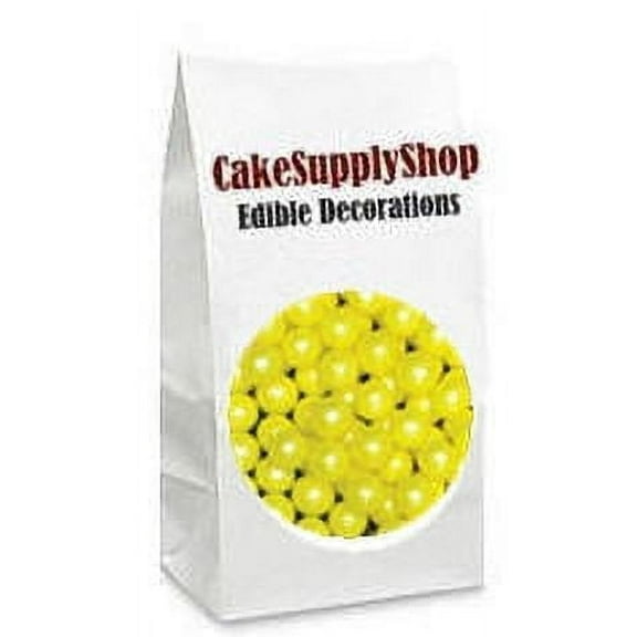 Sprinkle Deco® Yellow Edible Shimmer Pearls Cake Cupcake Cookie Decoration Candy Beads 4oz