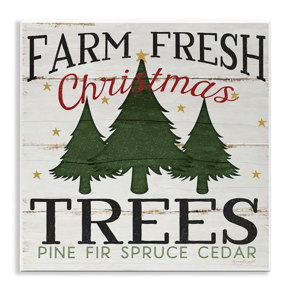 Stupell Industries Rustic Lodge Farm Fresh Christmas Trees Wall Plaque Art, 12 x 12, by Jennifer Pugh