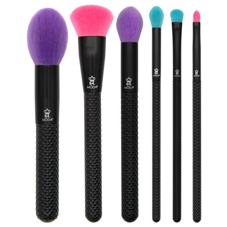 Moda Brush Neon Nights 6pc Full Face Makeup Brush Kit