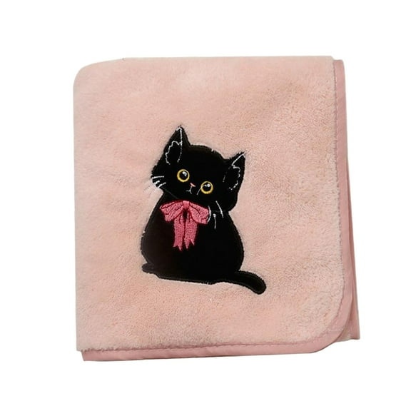 Bath Towel with Cute Cats Pattern for Adults, Soft and Highly Absorbent Portable Towel for Bathing and Traveling (Pink)