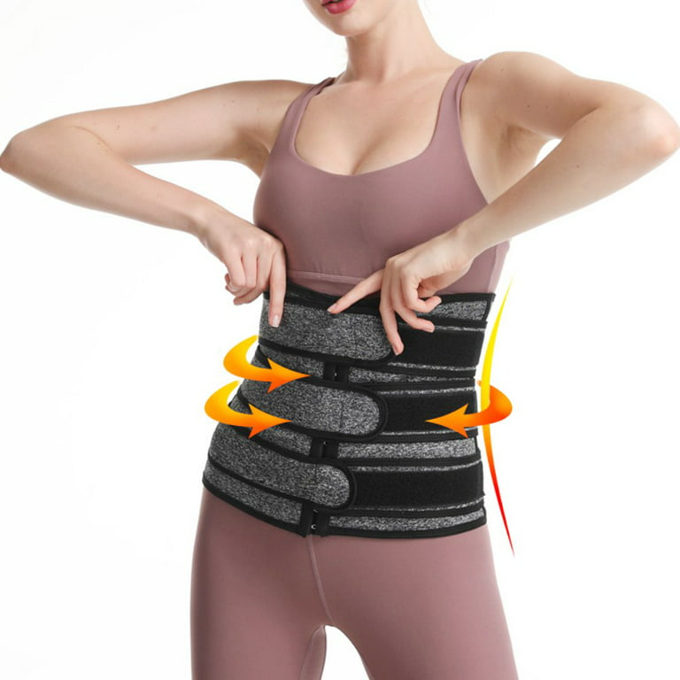 LC-Dolida Neoprene Waist Trainer for Women 3 Straps Tummy Control Workout  Corset Cincher Long Torso Trimmer Sauna Belt 
