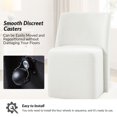 thumbnail image 4 of Upholstered White Dining Chair with Casters Armless Accent Chair with Wheels Dining Room Kitchen, 4 of 7