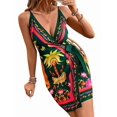 thumbnail image 3 of Women's Sleeveless Wrap V Neck Tie Knot Boho Short Dresses Green XL, 3 of 8
