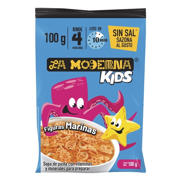 Sopa kids figuras marinas La Moderna con tomate y pollo 100 g