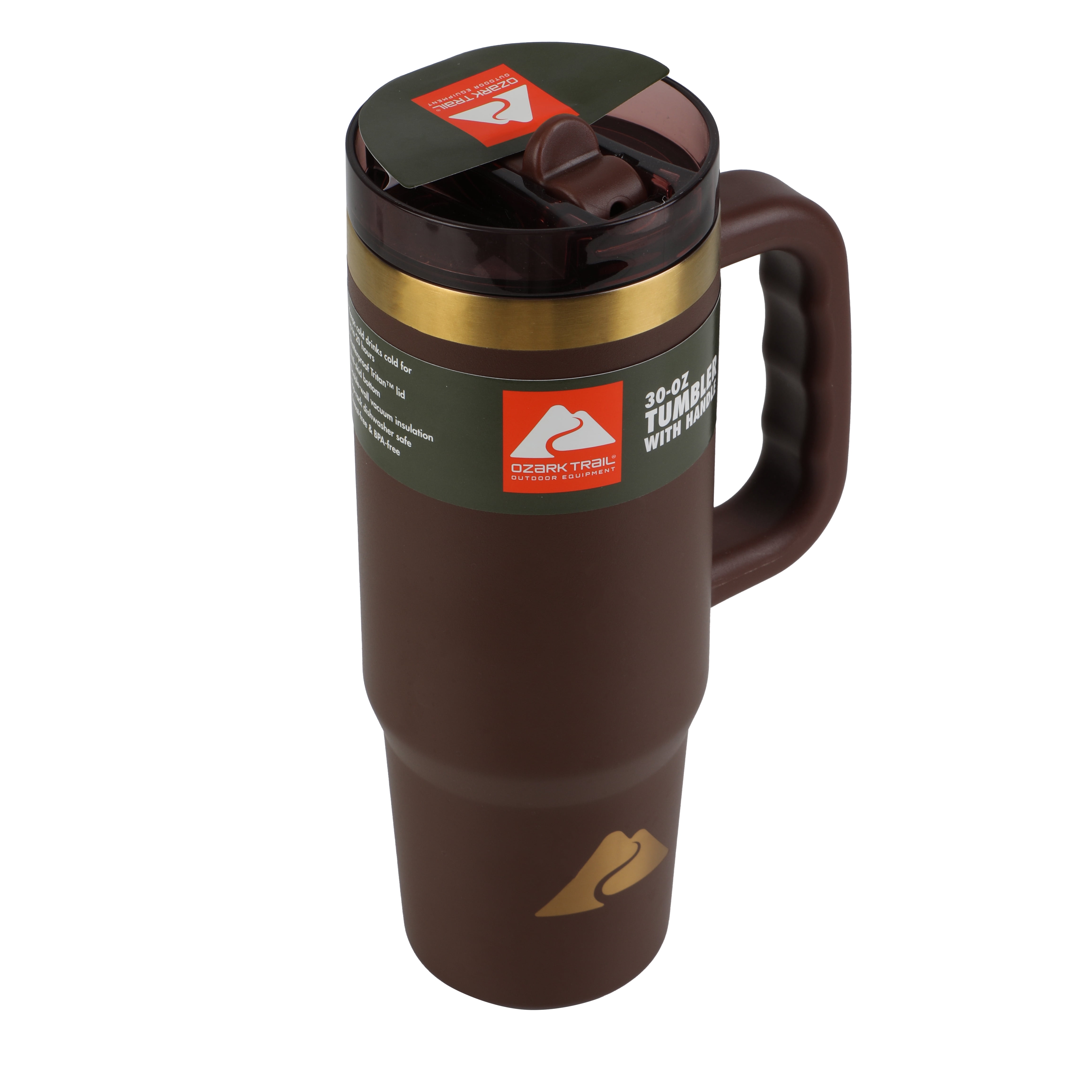 Ozark Trail 30oz Hot Chocolate Stainless Steel Insulated Travel Tumbler with Handle and Flip Straw Lid. Leak Resistant