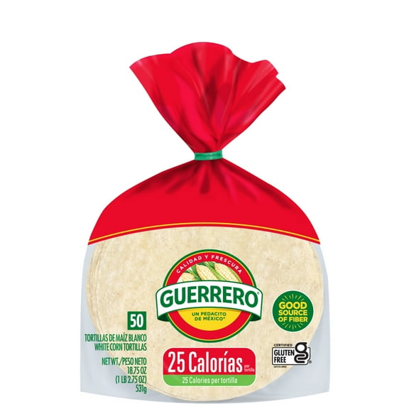 Guerrero 25 Calories White Corn Tortillas, 50 Count