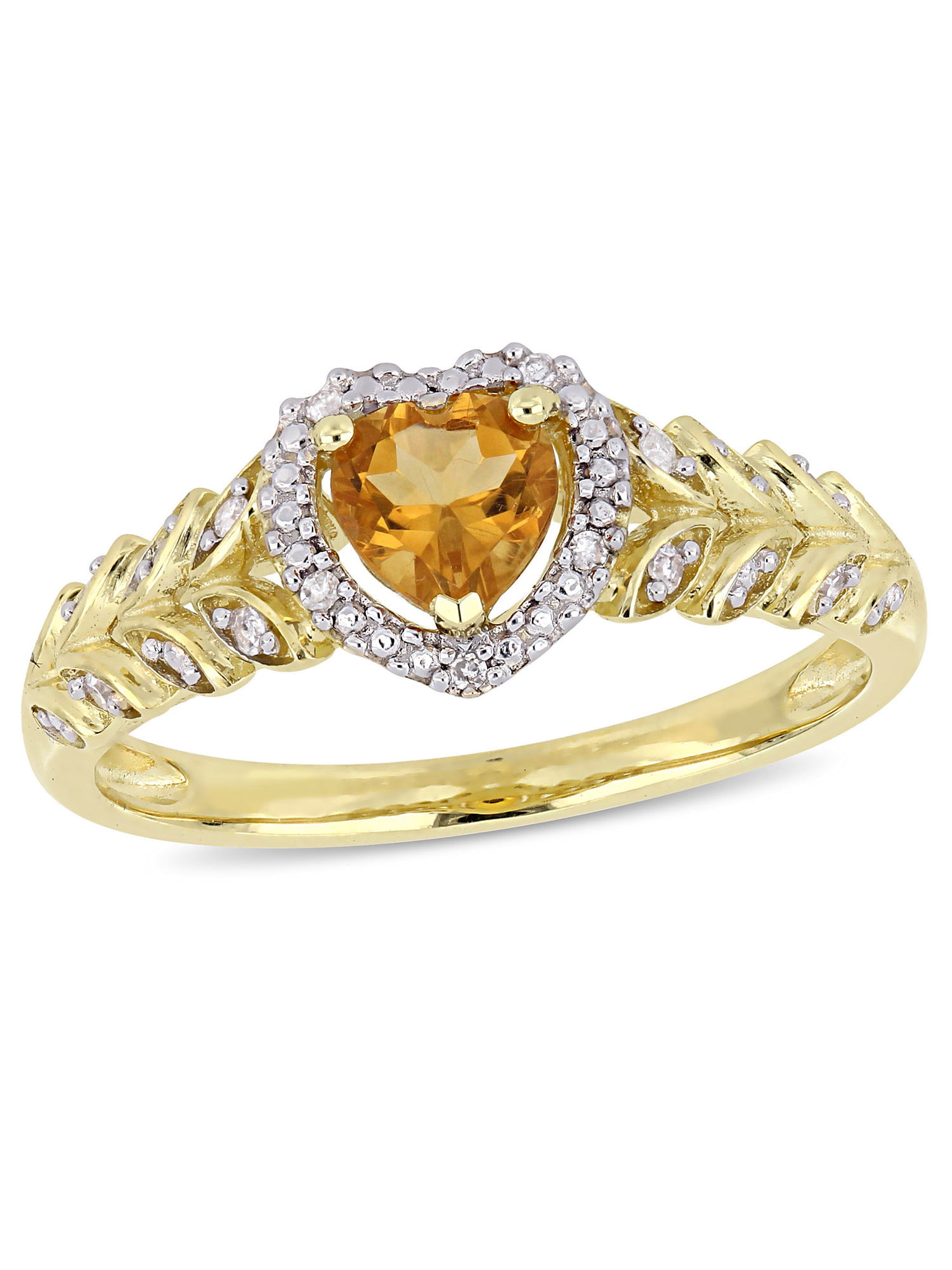 Tangelo 2/5 Carat T.G.W. Citrine and Diamond-Accent 10kt Yellow Gold ...