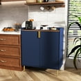 thumbnail image 4 of HLR 32"W Wine Bar Cabinet with 2 Door Fluted Texture, Modern Coffee Cabinet with Rack&Glass Holder, Blue, 4 of 9