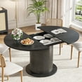 thumbnail image 6 of 59" Extendable Round Dining Table for 4-6, Modern Oval Kitchen Table with Fluted Base, Circle Dining Table for Living Room, Black, 6 of 7
