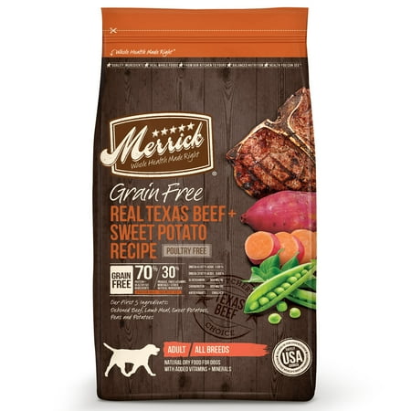 1 Lb Ground Beef Recipes - Merrick Grain-Free Real Texas Beef + Sweet Potato Recipe Dry Dog Food, 12 lb