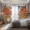 thumbnail image 2 of Fall Gnomes Pumpkins Blackout Curtains for Bedroom/Living Room, Pinch Pleated Black Out Curtains, Thanksgiving Maple Floral Country Leaves Room Darkening Window Drapes with Hooks 2 Panels, 59"x70", 2 of 8