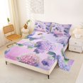thumbnail image 2 of Manfei Cute Hydrangea Floral King Sheets, Chic Blossom Bedding, Lilac Purple Green 4pcs(1 Flat Sheet, 1 Fitted Sheet and 2 Pillowcases), 2 of 6