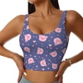 thumbnail image 3 of Goofa Cute Pig Printed Sports Bras for Women, High Impact Running Bra Workout Crop Tank Tops Longline Sports Bra Push up-Small, 3 of 9