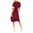 thumbnail image 3 of SAYOO Vestido Midi de Verano para Mujer Color Sólido Manga Corta Dobladillo Irregular Vestido con Cinturón SAYOO Moda, 3 of 6
