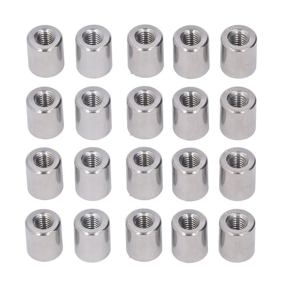 Écrous de Couplage Ronds en Acier Inoxydable 304 20 Pcs M6 x 1.0-12-L14mm - Attaches Cylindriques Filetées Femelles pour Connecter Solidement Tiges, Boulons et Clous Filetés dans la Décoration Intérieure, Mécanique et Tuyauterie