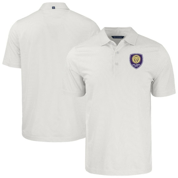 Men's-Cutter & Buck  White Orlando City SC Pike Eco Symmetry Print Stretch Recycled Polo