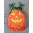 thumbnail image 5 of Cjfdfy Newborn Baby Girl Boy Halloween Outfit Infant Baby Girls Boys Halloween Pumpkin Costume Fall Clothes Bubble Romper Overalls Pumpkin Face Print Tie-Up Sleeveless Cosplay Jumpsuit Playsuit, 5 of 9