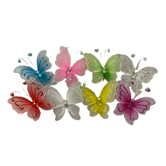Charmed 2" Nylon Wired Butterfly Crafting Scrapbooking Party Favor Decoration Mix Color 50 Pieces