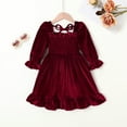 thumbnail image 5 of Younger Tree Christmas Dresses for Toddler Baby Girls Fall Winter Long Sleeve Velvet Dresses Princess Party Outfits Clothes for 12 Months - 6T, 5 of 8