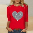thumbnail image 2 of Blouses pour Femmes T-Shirt Imprimé Blouse à Manches 3/4 Col Rond Décontracté, Blouses pour Femmes T-Shirts pour Femmes, Blouses pour Femmes Décontractées, 2 of 3