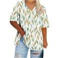 thumbnail image 5 of JTZGDY Plus Size Womens Summer Tops Vintage Printed Short Sleeve Round Neck Graphic T-Shirts Loose Fit Blouses Trendy Oversized Soft Cotton Tees Multicolor#21 XXXL, 5 of 6