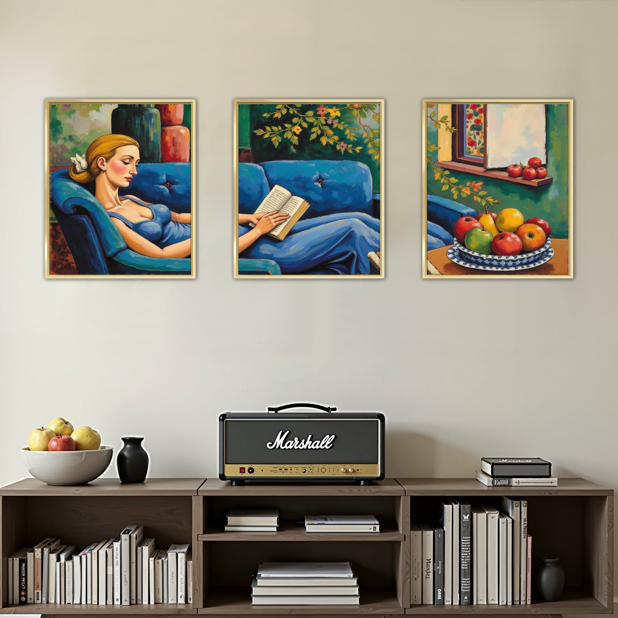 MAYEERTY Modern Abstract Wall Art Painting, Living Room Decor, Glod Aluminum Alloy Frame, 7.87"x9.84"