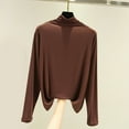 thumbnail image 2 of GigrtiJin Womens Long Sleeve Basic Tops Mock Turtleneck Solid Color Blouse Lightweight Casual Comfy Loose Shirts, 2 of 3