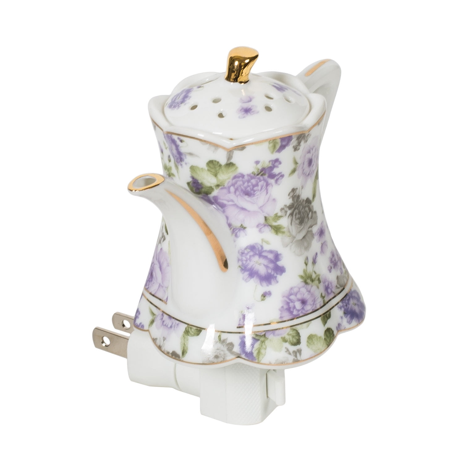 Gift Connection Floral Mini Teapot 5 x 5 Porcelain Wall PlugIn Night