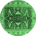 thumbnail image 1 of Ahgly Company Indoor Round Oriental Emerald Green Traditional Area Rugs, 4' Round, 1 of 4