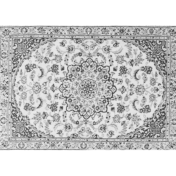 Ahgly Company Indoor Rectangle Medallion Gray Traditional Area Rugs, 7' x 9'
