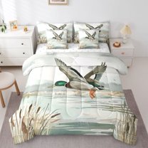 Feelyou Cartoon Duck Bedding Comforter Set 7pcs, Western Nature Scenery King Bedding Sets