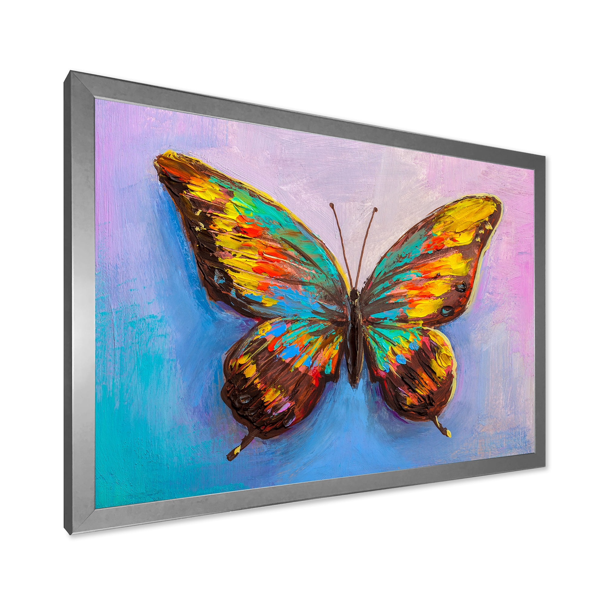 Designart 'Beautiful Butterfly In Orange and Turquoise' Modern Framed Art Print