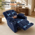 thumbnail image 5 of MCombo Electric Power Recliner Chair with Massage & Heat, Extended Footrest, Cup Holders, Navy Blue Plush Fabric 8015, 5 of 9