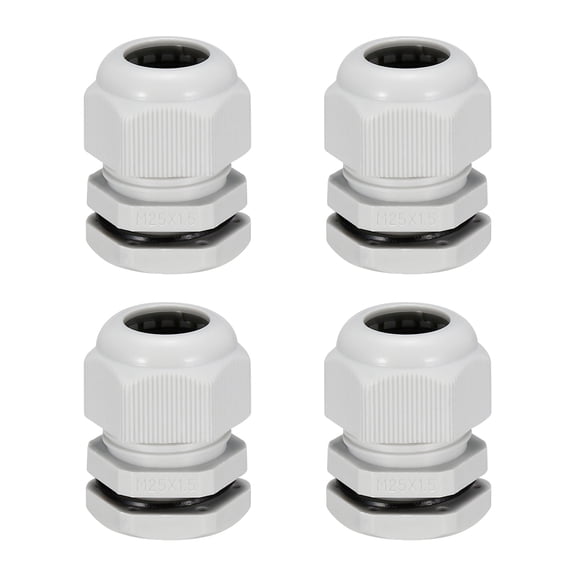 4Pcs M25 Cable Gland Waterproof Plastic Wire Glands Joint White for 9mm-17mm Dia