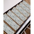 thumbnail image 3 of Retro Pastoral Stair Treads Non Slip for Steps Green Flowers Linen Background Farmhouse 7 Pcs Reusable Adhesive Stair Runner Mats for Dogs Elders Carpet Treads Rugs for Staircase 8x30 In, 3 of 7