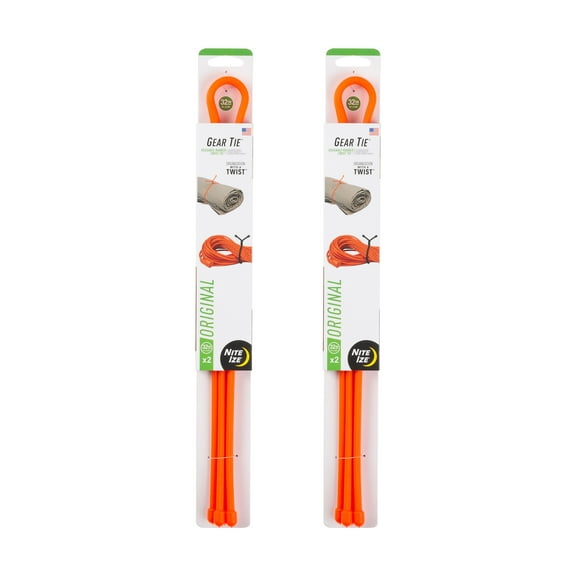 Nite Ize Gear Tie Reusable Rubber Twist Tie - Bendable Rubber Ties for Indoor & Outdoor Use - Reusable Multipurpose Twist Ties for Organizing & More - 32", Bright Orange (2 Pack)