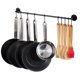 thumbnail image 1 of Wallniture Barra de cocina gourmet de 24.0 in con 10 ganchos en forma de S para colgar utensilios, olla, tapa, organizador de almacenamiento, juego de acero negro, 1 of 1