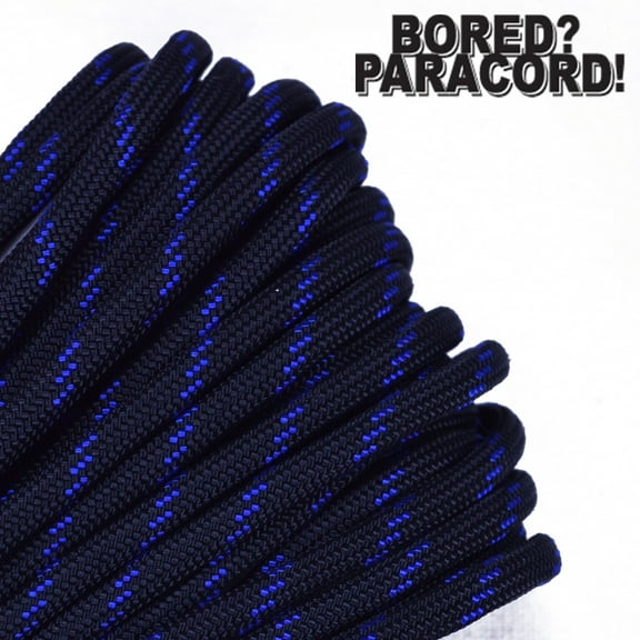 Bored Paracord Brand 550 lb Type III Paracord - Thin Blue Line 50 Feet