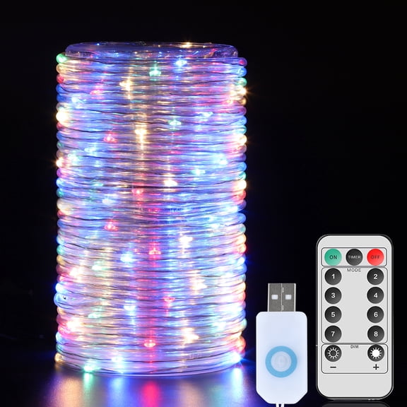 LED Rope Lights, USB Plug in String Lights Tube Lights Indoor Outdoor Waterproof Winkle Firefly Lights for Home Party Wedding Garden Camping Decor (Multi-Colored)
