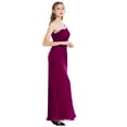 thumbnail image 3 of Angel-fashions Wedding Guest Gown One Shoulder Split Evening Dress Long Pleated Beading Formal Party Gown Magenta Large, 3 of 6