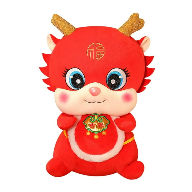 Muñeco de peluche de año Nuevo Chino, muñeco de dragón, adorable cama suave, figuras de peluche de animales, adorno para decoraciones del Festival de L Sunnimix Juguetes de peluche